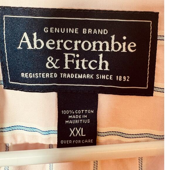 Abercrombie & Fitch Pink Blue Stripe Y2K Button Down Big Tall Mens Sz XXL Muscle - Picture 6 of 9